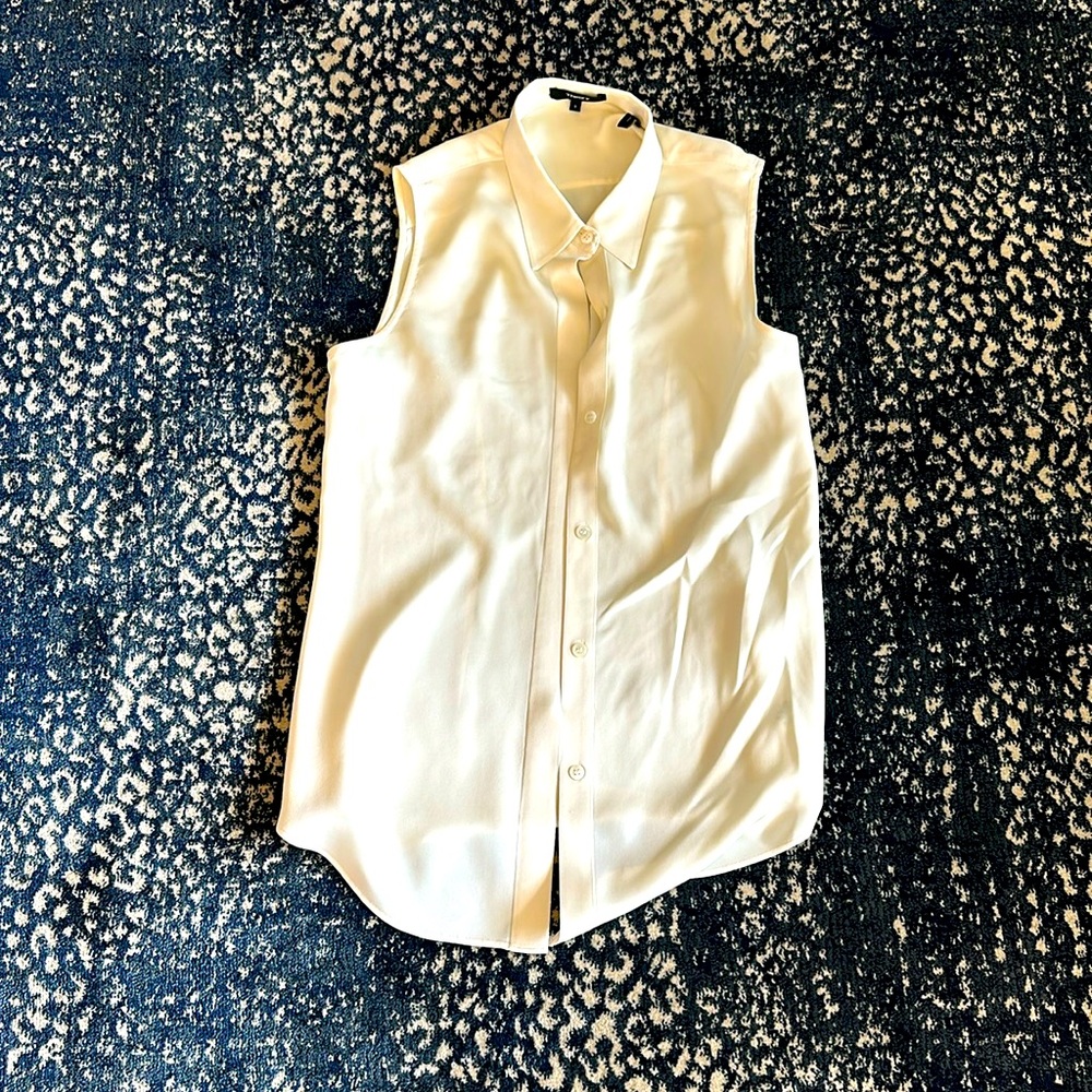 Theory ivory silk sleeveless blouse